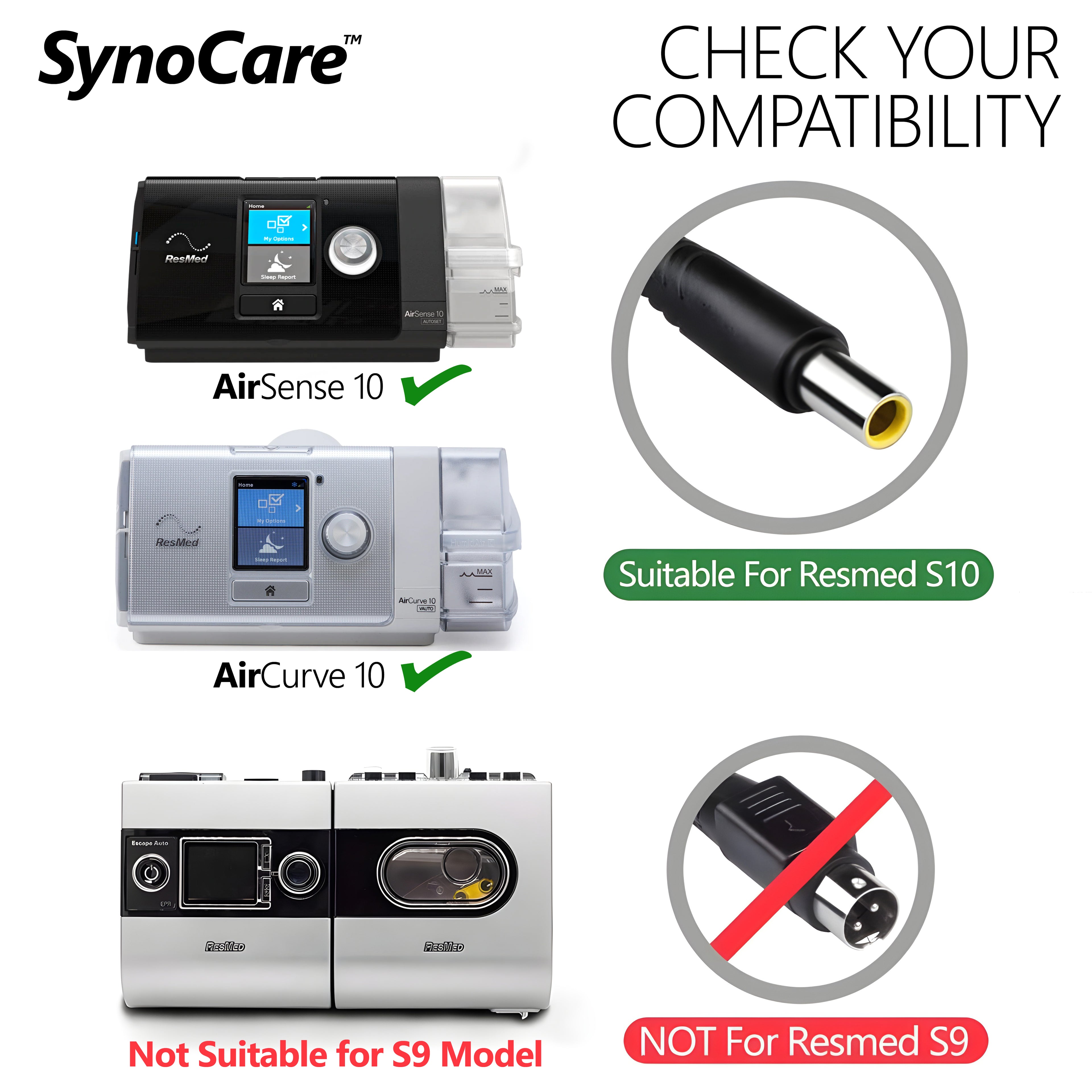 SynoCare PowerSupply cord for Resmed S10