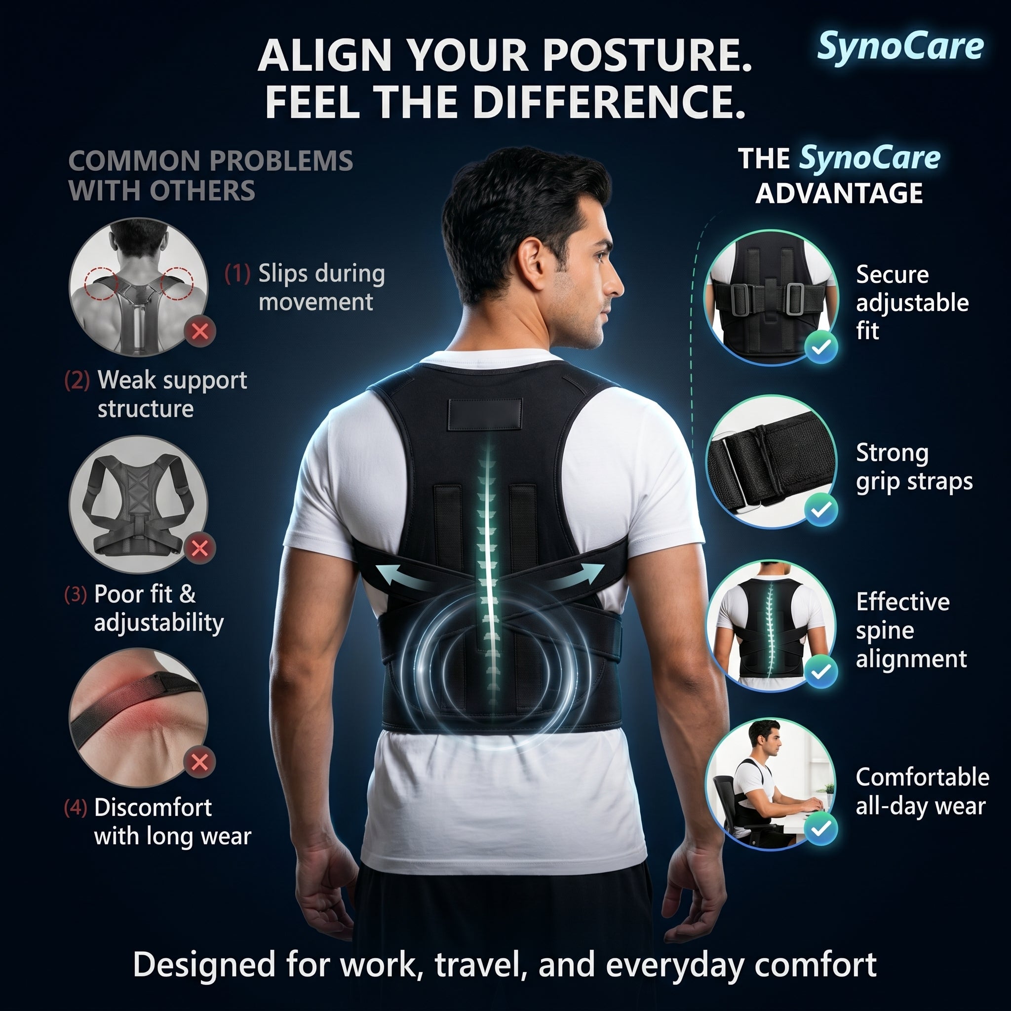 SynoCare Posture Corrector Back Support Belt