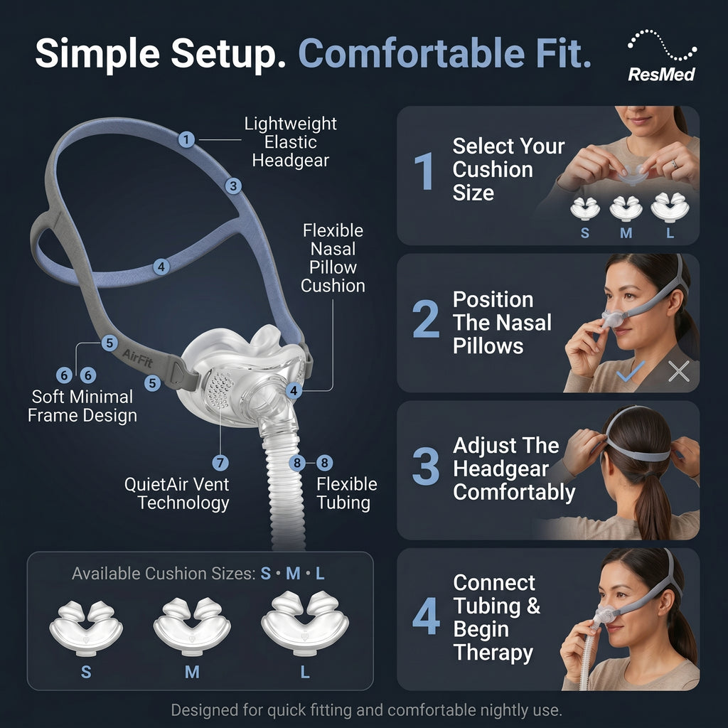 ResMed AirFit P10 Nasal Pillow CPAP Mask with Headgear