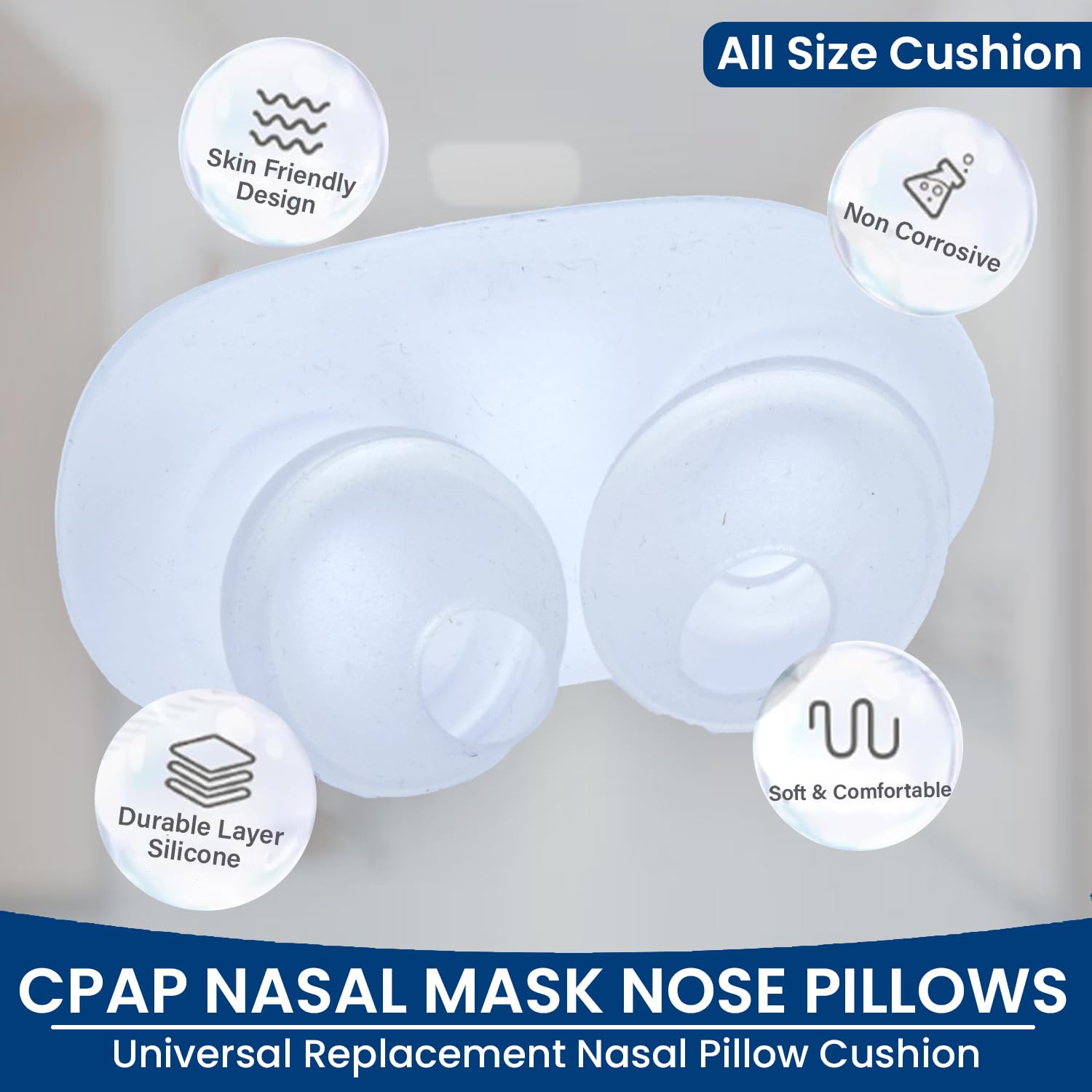 CPAP Nasal Pillow Mask, Silicone Cushion Fit Pack with Headgear