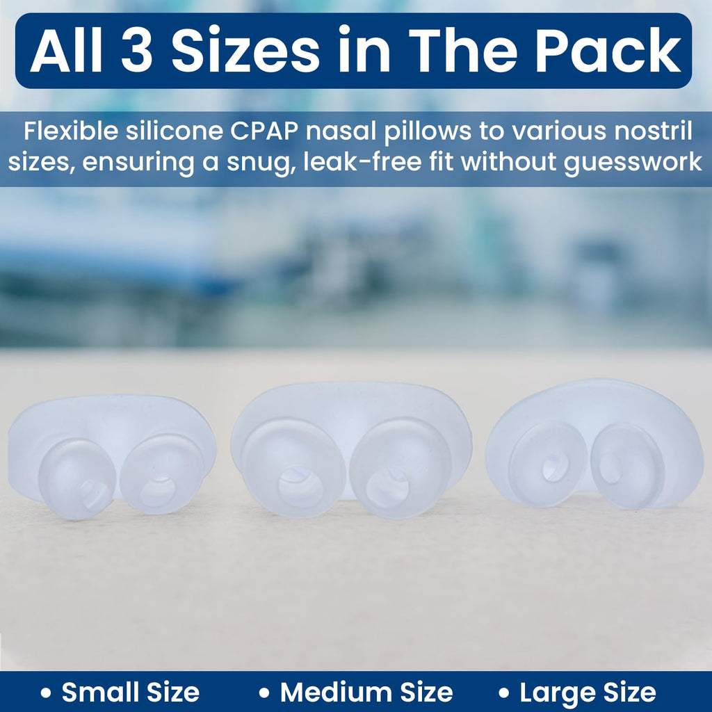 CPAP Nasal Pillow Mask, Silicone Cushion Fit Pack with Headgear